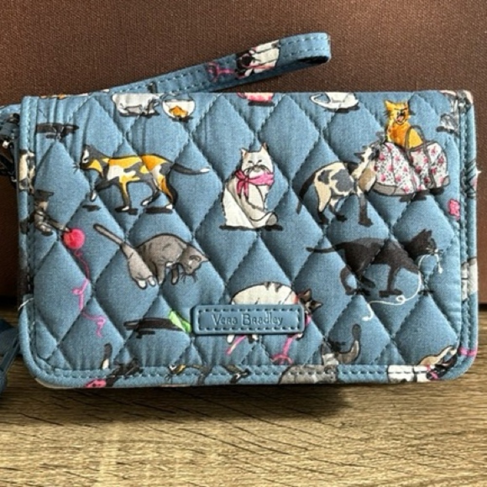 VERA BRADLEY RFID 3 in 1 CROSSBODY Wristlet Bag Purse Cats Meow Kittens